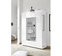 Web Convenienza Vetrina 2 Ante - Made in Italy - Collezione Miro Vetrinetta per Soggiorno Cucina Sala da Pranzo Moderno - Color Bianco Lucido Serigrafato