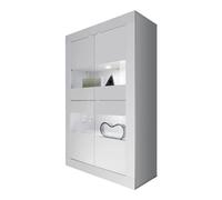 Web Convenienza Vetrina con Ante Made in Italy - Credenza Contenitore Collezione BASIC per Soggiorno Cucina Ingresso Sala da Pranzo Mobile Design moderno (Bianco lucido, 4 ante)