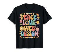 Web designer anni '60 '70 Hippie Retro Peace Love Web design Maglietta