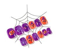 Web Halloween Usura Lunghezza Moda Manicure Unghie Finte Risparmiare Per Tempo Usura Premere Sul Bambino Adulto Breve Piazza Copertura Completa Premere Su