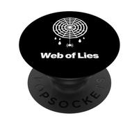 Web of Lies, umorismo a forma di ragno, design minimale e spettrale per Halloween PopSockets PopGrip Adesivo