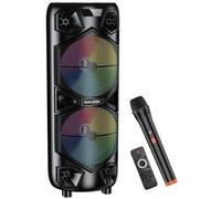 WEB world electronic business Cassa Acustica Trolley 2x12 60W - 38 x 35 x 87 cm - Bluetooth 5.2, Dual LED RGB & 2 Microfoni