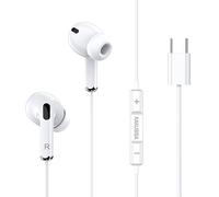 WEB world electronic business Cuffie Auricolari Cablati da 1,2m In-Ear - Connettore USB Tipo C Universali Con Microfono E Tasto Controllo Audio - Colore Bianco
