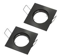 WEB world electronic business Set 2 pezzi - Supporto Quadrato per Faretto Incasso GU10 80x80mm in Acciaio Portafaretto Porta Lampada IP20 Uso Interno - Nero