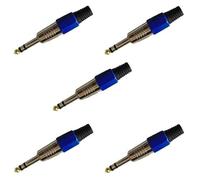 WEB world electronic business Set 5 Pezzi - Connettore Jack 6.35mm Stereo Professionale - Spina Maschio TRS in Ottone Nichelato con Manicotto Isolante