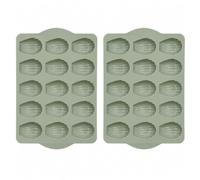 WEB2O 5five - Set di 2 stampi per madeleine, in silicone, colore: verde | 18 impronte per stampo, compatibile con forno a 220 °C, compatibile con congelatore, manico incorporato