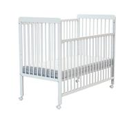 Webaby - Lettino bambini con sponde regolabile LIVO legno - Bianco - 60 x 120 | Base del cassone regolabile a 3 altezza | 4 ruote multidirezionali con freno