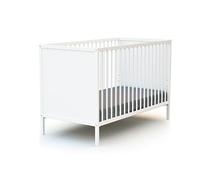 WEBABY - Lettino bambini legno ALBA - Bianco - 60 x 120-124 x 64,5 x 82 cm | Culla neonato