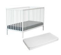 WEBABY - Lettino bambini legno - Bianco - 60 x 120-124 x 64,50 x 82 cm