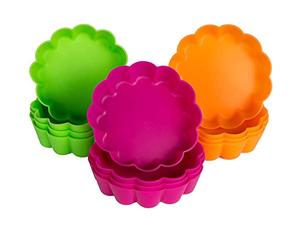 webake 12 Pz Stampo Crostata Mini Quiche Lattine Stampo per Crostate in Silicone Antiaderente Stampini per Crostatine Rotondo Stampo Torta con Torte Flan Teglie per Dolci Multi Colore 8x2.2cm