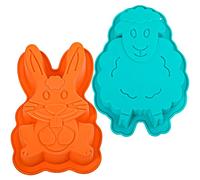 webake 2 Pezzi Stampo Agnello Pasquale Silicone Stampo Coniglio Pasquale Stampo Pecorella Antiaderente Stampi per Torta