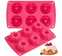 webake 2 Pz Stampo per Ciambelle Stampi per Torte in Silicone Kugelhopf Flauto Antiaderente Muffin Pan per Dolci, Cioccolato, Muffin, Torta, Tortini