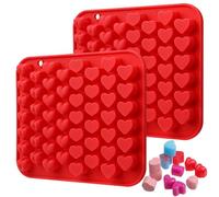 Webake 2 stampi in silicone a forma di cuore con 53 cavità, mini stampi geometrici a forma di cuore, per San Valentino, per cioccolatini, caramelle gommose e ghiaccio, WA23073DE