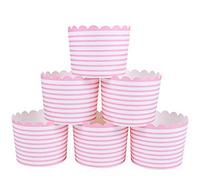 Webake 50 Pezzi Pirottini di Carta per Muffin Cupcake Stampo Muffin per Cioccolatini Gelatine Dessert Torta Matrimoni Compleanni Feste Forma di Striscia Rosa