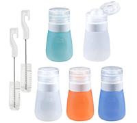 webake Bottiglie per condimenti per insalata in silicone 5 pezzi 55 ml portatile contenitore per condimenti per insalata con 2 spazzole per la pulizia per insalata, salsa