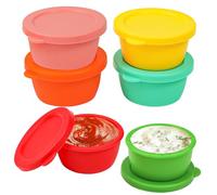 webake Contenitore in silicone per condimenti per insalata To Go, 6 pezzi, 45,4 g, piccolo contenitore per condimenti con coperchio, riutilizzabile, a prova di perdite, per pranzo, bento box picnic
