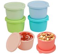 webake Contenitore per condimenti per insalata, 6 pezzi, 70 ml, in silicone, piccolo contenitore con coperchio, contenitore per salsa, contenitore per alimenti, a prova di perdite