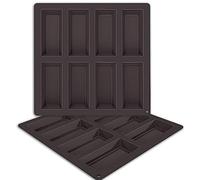 webake Financier - Stampo per torte in silicone, 2 pezzi, forma rettangolare, 8 cavità, per muffin, cioccolato, biscotti, 24,7 x 23,6 x 1,5 cm