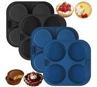Webake Mini Stampi per crostate in silicone 4 pezzi Teglia per quiche 3 pollici Stampi per tartellette Stampo da forno per friggitrice ad aria antiaderente