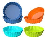 webake Mini teglie in silicone per crostate, 12,7 cm, 8 pezzi, rotonde scanalate, per cheesecake, crostate, quiche, torte, muffin
