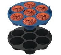 webake Pirottini per muffin in silicone per friggitrice ad aria, 2 stampi per 7 tazze, muffin, cupcake, teglie da forno per Yorkshire, budino, cupcake, muffin