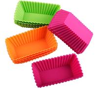Webake Pirottini per muffin in silicone rettangolari 11 cm extra large moule cupcake riutilizzabili antiaderente per torte, gelati, budini, gelatina, confezione da 12