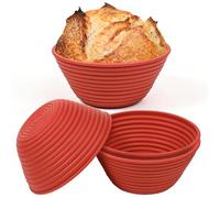 Webake Set di 4 cestini per la fermentazione per il pane, rotondi, in silicone, da 13 cm, per la cottura del pane