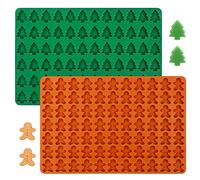 Webake Stampi in silicone per cioccolatini natalizi, 2 pezzi, mini stampo in silicone a forma di albero di Natale a forma di omino di pan di zenzero, caramelle gommose, per fai da te, cioccolato,