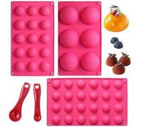 Webake Stampo da forno in silicone a semisfera 3 Pezzi per decorazione torte, gelatine, budini, caramelle, cioccolato, 6 cavità, 15 cavità, 24 cavità semicerchio, Ø 7 cm, Ø 3,8 cm, Ø 3 cm