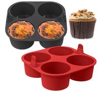 webake Stampo grande per muffin in silicone per friggitrice ad aria calda, 2 pezzi, 8 cm, in silicone, per cupcake, torte, budino