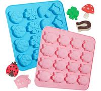 Webake Stampo in silicone a forma di quadrifoglio, 2 stampi in silicone per cioccolatini, Capodanno, trifoglio portafortuna