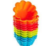 Webake Stampo in silicone per crostate di uova, confezione da 12 mini stampi per crostate da 7,6 cm, stampi per muffin e cupcake, stampi riutilizzabili per torte