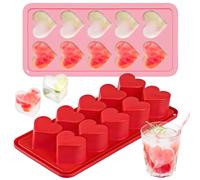 Webake Stampo per cubetti di ghiaccio a forma di cuore, in silicone, 2 pezzi, per cubetti di ghiaccio, per San Valentino, WA23065DE