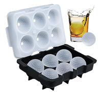 Webake Stampo per cubetti di ghiaccio a forma di pallina da golf, con coperchio, in silicone, rotondo, per cocktail, whisky, acqua, birra