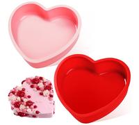Webake Stampo per torte Cuore in silicone 2 pezzi 20 cm Stampo per cottura a cuore Stampo in silicone Stampo per torta