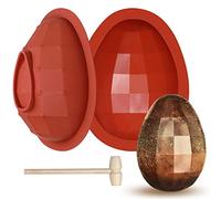 Webake Stampo per uova di diamante di Pasqua in silicone grande, 2 pezzi 3D rotabile gigante per uova di cioccolato con 1 martello per decorazioni pasquali, caramelle, torte e dolci