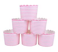 Webake - Tazze di carta da forno per cupcake e cupcake, confezione da 25 pezzi, colore: Rosa a righe