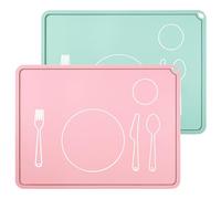 webake Tovagliette lavabili in silicone, 2 pezzi, tovagliette, lavabili, 40 x 30 cm, tovagliette per bambini, tappetino in silicone antiscivolo