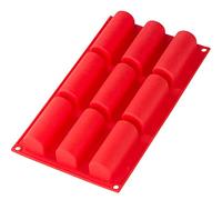 Webake Twinkie Stampo per torta in silicone 9 cavità per cilindro 3D Mousse Dessert, Stampo per muffin e budino (Rosso)