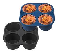 webake Vassoio profondo in silicone per muffin, per friggitrice ad aria, 2 pezzi, 8 cm, grandi stampi giganti per cupcake, cupcake, torte, budini, 18,5 x 18 x 5 cm