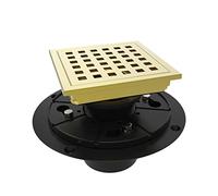 WEBANG Scarico a pavimento doccia quadrato da 10,2 cm con flangia, griglia con motivo quadrato rimovibile, acciaio inossidabile SUS 304 per uso alimentare, certificato Watermark e CUPC, ottone dorato