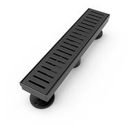 WEBANG Scarico rettangolare per doccia da 30,5 cm, colore nero, con accessori a capsula, griglia rimovibile, in acciaio inox SUS304, certificato CUPC, nero opaco