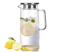 Webao Caraffa in Vetro, 1 litro Brocca Acqua con Coperchio, Borosilicato Brocche per Latte, Caffè o Bevande Fatte in Casa