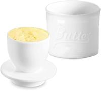 Webao Contenitore per burro in ceramica con coperchio, lavabile in lavastoviglie, colore: bianco
