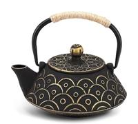 Webao Teiera in ghisa con infusore, teiera da 800 ml per tè sfuso, teiera asiatica adatta per piani cottura, motivo onda