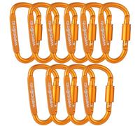 WEBBOMB 10 moschettoni colorati portachiavi carabiner hooks con chiusura a vite, portachiavi grande 8 cm, gancio per pompieri chiavi sport escursionismo (oro)