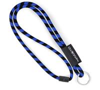 webbomb® Cordino Tubular bicolore - rotondo morbido e lungo con chiusura di sicurezza e anello portachiavi come portachiavi per carta d'identità cellulare chiavi, blu reale/nero, L