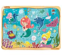 Webby Puzzle Sirenetta - 40 pezzi | Puzzle in legno per bambini 3-6 anni | Sviluppa concentrazione e risoluzione problemi | Con vassoio in legno per ordine pratico