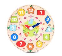 Webby Wooden Early Educational Teaching Clock (12 Pezzi, Multicolor) | Time & Shapes Sorting Toy for Kids | Learn to Tell Time | Develops Fine Motor Skills & Color Recognition