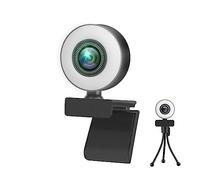 Webcam 1080P 2K 4K HD Webcam con luce di riempimento ad anello Laptop PC Computer Telecamera for trasmissione in diretta Video Web Camera Microfono Web Cam(4K Auto Focus)